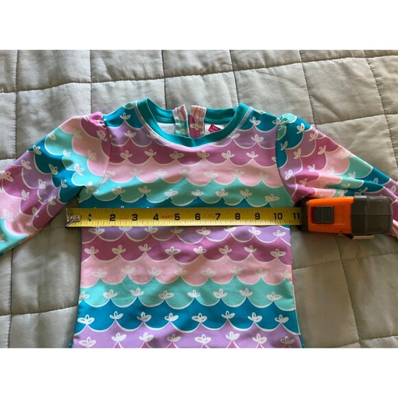 Ruffle Butts Girls Swimsuit 2T Long Sleeve One Piece UPF 50+ Mermaid Scales Past - Picture 9 of 13